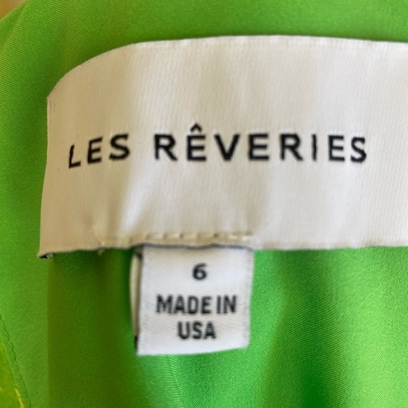 Les Reveries Silk Lime Green With Purple & Gold Floral Print Midi Dress  6 EUC‎ - Picture 11 of 12